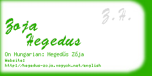 zoja hegedus business card